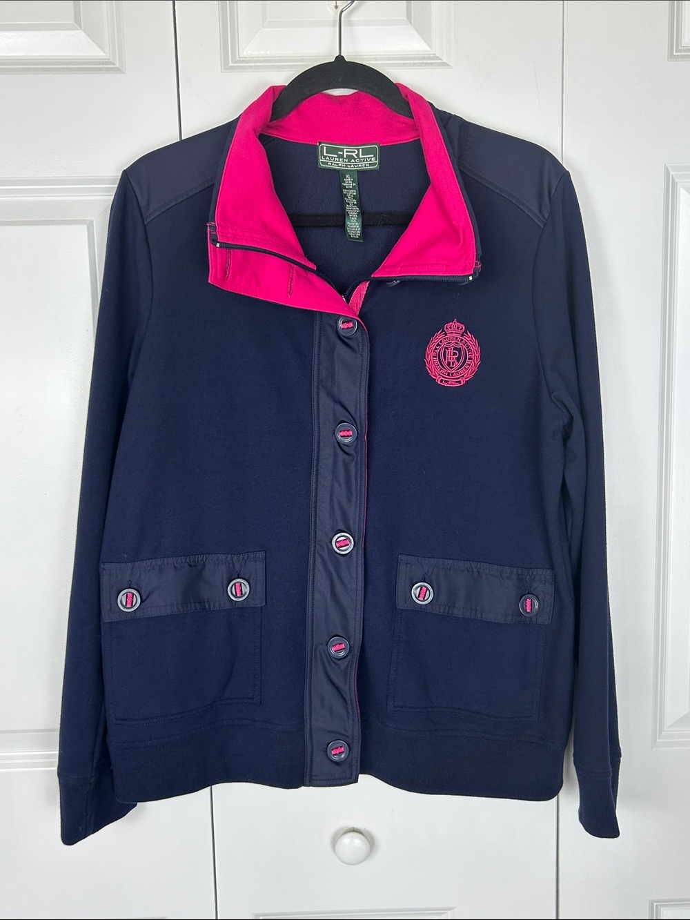 Lauren Ralph Lauren Navy Jacket with Hot Pink Trim Size XL